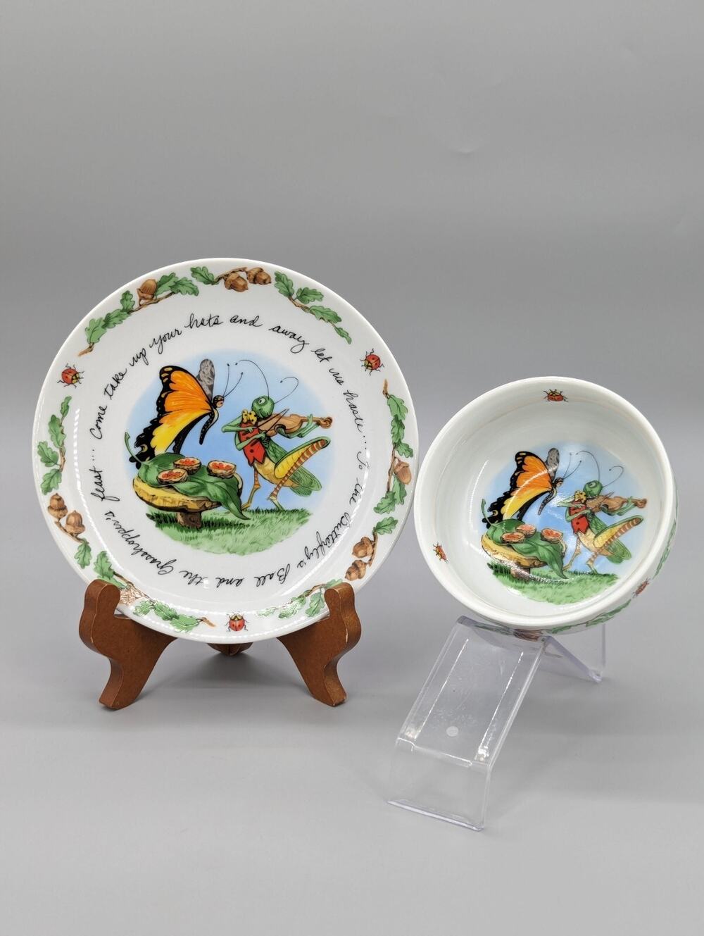Monticello Butterfly's Ball Decorative Bowl & Plate Sadek Andrea Jefferson